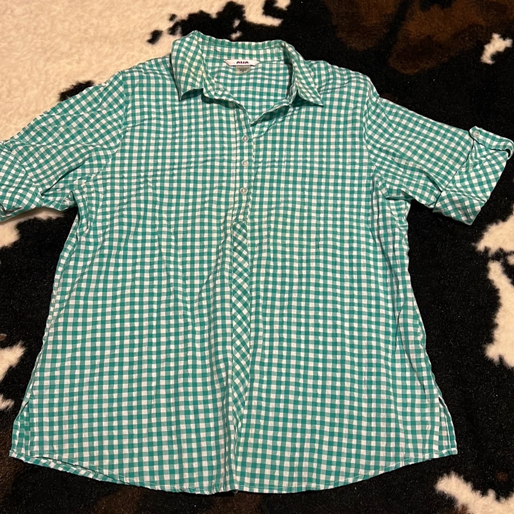 Alia green gingham button down size 16